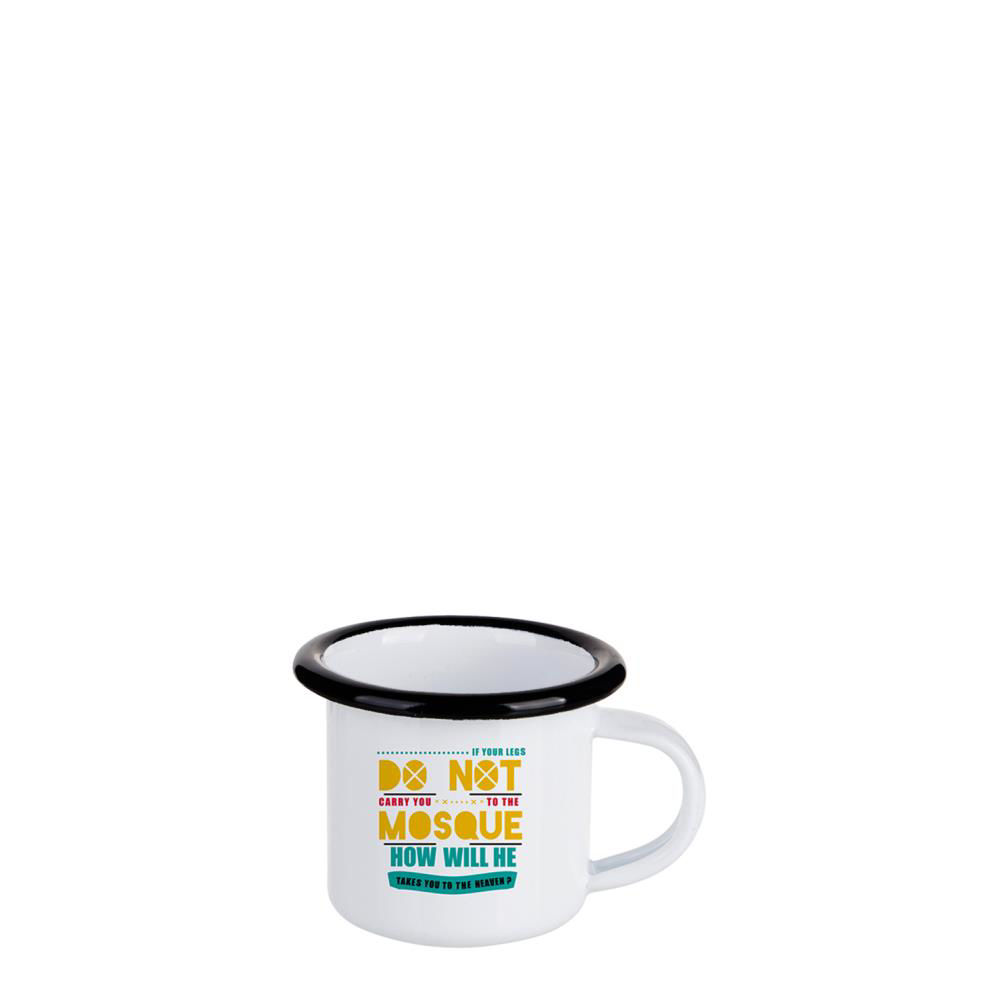 Enamel Mug 3oz. WHITE with Black Rim